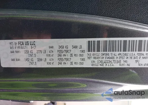 2017 Jeep Wrangler Unlimited Sport 4X4 z USA, uszkodzony, nr VIN 1C4BJWDG3HL731645